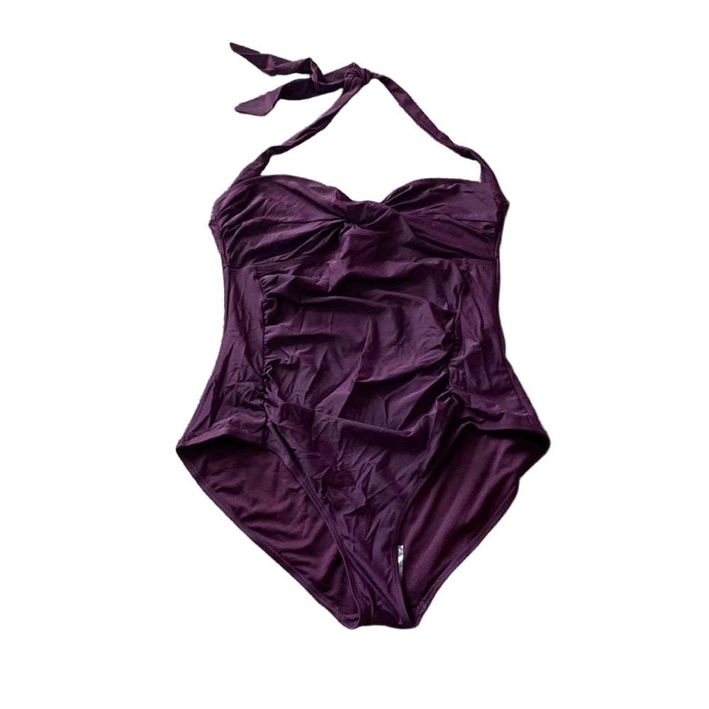 Rue21 Purple One Piece Swimsuit Halter Ruched Twist Front SIZE 1X